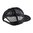 Schwarze Snapback mit schwarzem Mesh und olivfarbenem, sechseckigem Gummi‑Patch