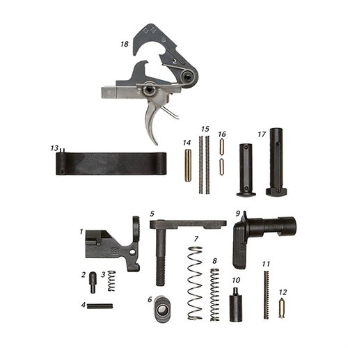 Das AR-15 Lower Parts Kit mit ACT Trigger bietet alles, was du für den Zusammenbau benötigst, inklusive sicherer Komponenten und optionalem Griff.