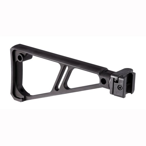 Der SIDE FOLDING FIXED EXTRUDED STOCK von Midwest Industries bietet eine stabile, klappbare Lösung mit ergonomischem Design, 5 QD Sling-Anschlüssen und robustem Mechanismus.