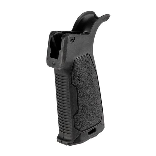 Der Strike Industries AR Overmolded Enhanced Pistol Grip bietet einen rutschfesten, komfortablen Griff in 3 Winkeln, mit sicherem Stauraum und verbessertem Waffenkontrolle.