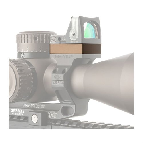 Der Reptilia ROF Riser hebt deine Trijicon RMR/SRO um 2,5mm oder 10mm für mehr Platz bei hohen Türmen und größeren Objektiven. Inklusive längeren Schrauben!