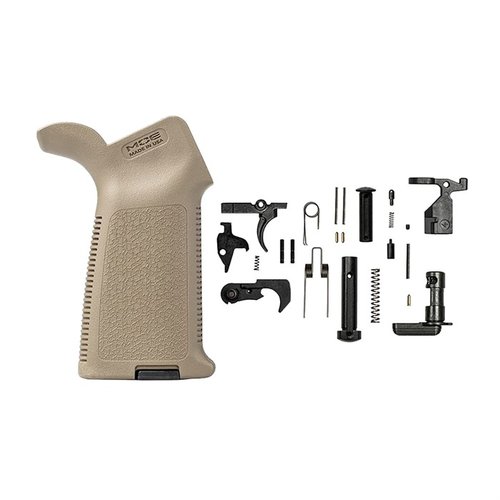 Das EPC Lower Parts Kit von Aero Precision enthält alle notwendigen Teile für den Zusammenbau deines Lower Receivers, inklusive der Magpul MOE® Grip.