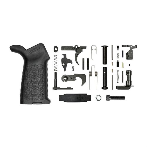 Das AR-15 Lower Parts Kit von Aero Precision bietet alles, was du für den Zusammenbau eines mil-spec Lower Receivers benötigst, inklusive Magpul MOE® Grip und Trigger Guard.
