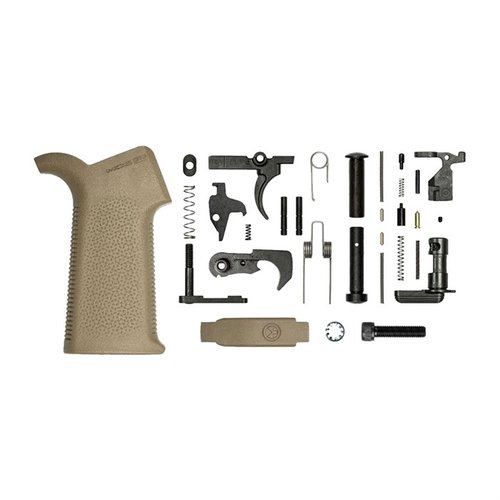 Das AR-15 Lower Parts Kit von Aero Precision bietet alles, was du für den Zusammenbau eines mil-spec Lower Receivers benötigst, inklusive Magpul MOE SL® Grip.