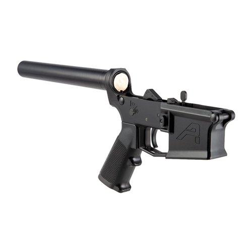 Der M4E1 Complete Lower Receiver ist die ideale Basis für deinen AR-15-Bau, mit A2 Grip, Mil-spec Parts Kit und anodisiertem Schwarz, jedoch ohne Stock.
