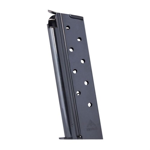 Die MEC-GAR 1911 FULL SIZE MAGAZINE 10MM bietet dir eine zuverlässige 8-RD Kapazität, robustes blued Finish und hohe Funktionalität für dein 1911 Modell.