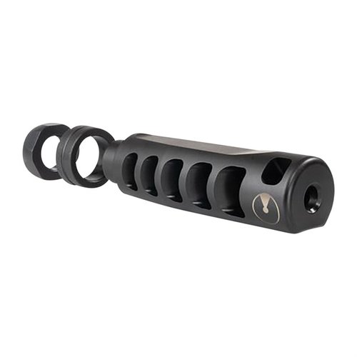 Der APOLLO S 5.56 Kompensator bietet extreme Rückstoßreduzierung, eine 5-Port-Design für sanfte Schüsse und einfache Montage mit Timing Nut. Perfekt für präzises Schießen!