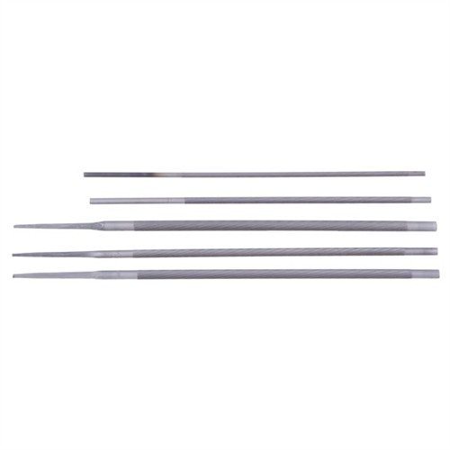 Das 1911 Fitting & Deburring File Set bietet fünf runde Parallelfeilen für präzise Anpassungen und eine reibungslose Funktion deiner 1911-Pistole.