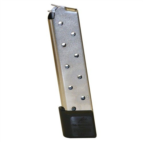 Die 1911 10RD 45ACP POWER MAGAZINE bietet eine robuste Edelstahlkonstruktion, zuverlässige Fütterung und 10 Schuss Kapazität für optimale Leistung.