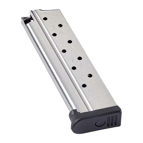 Das 1911 RANGE PRO Magazin bietet 10 Schuss Kapazität, eine langlebige Edelstahlkonstruktion und einen anti-tilt Follower für zuverlässige Nutzung.