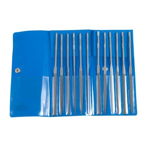 Das FRIEDR. DICK GMBH Professional Gunsmith Needle File Set bietet 12 präzise Feilen mit rutschfesten Griffen und robustem Aufbewahrungsroll, perfekt für feine Metallarbeiten.