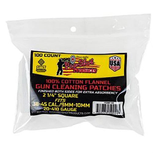 .38-.45 CAL./20-.410GA. Patches von Pro Shot Products, Inc. bieten eine perfekte Passform für präzises Reinigen und Warten deiner Waffen. 100 Stück pro Packung!