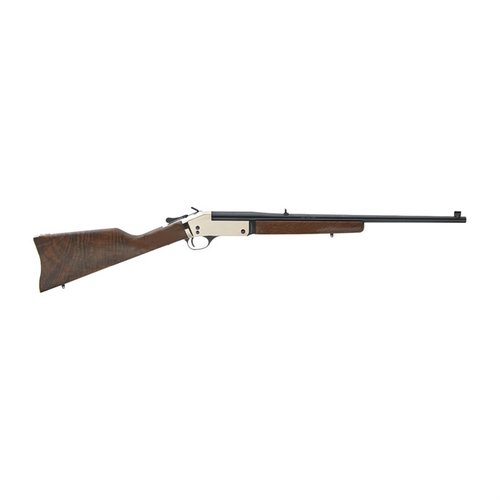 Die Henry H015B-357 ist eine elegante Single Shot .357 Mag mit 22" Lauf und poliertem Messing, perfekt für präzises Schießen und stilvolles Auftreten.