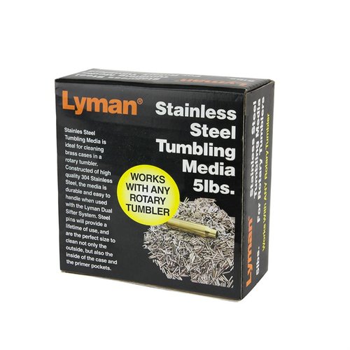 Das Rotary Case Stainless Steel Media von LYMAN mit 5lbs sorgt für eine gründliche Reinigung deiner Hülsen und entfernt selbst hartnäckigen Schmutz.