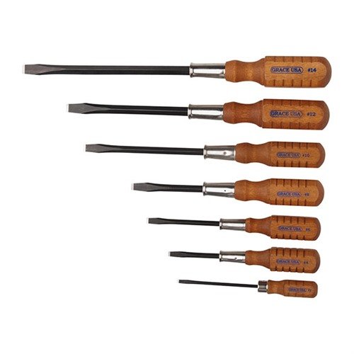 Das 7-teilige Schraubendreher-Set von GRACE USA bietet präzisen Halt mit maßgefertigten Klingen, robusten Holzgriffen und langlebigen Stahlspitzen.