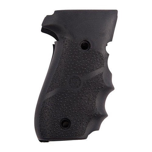 Die handfüllenden Hogue Griffe aus Gummi und Holz bieten hervorragende Rückstoßdämpfung und besseren Halt durch Fingerkerben für deine SIG P226.