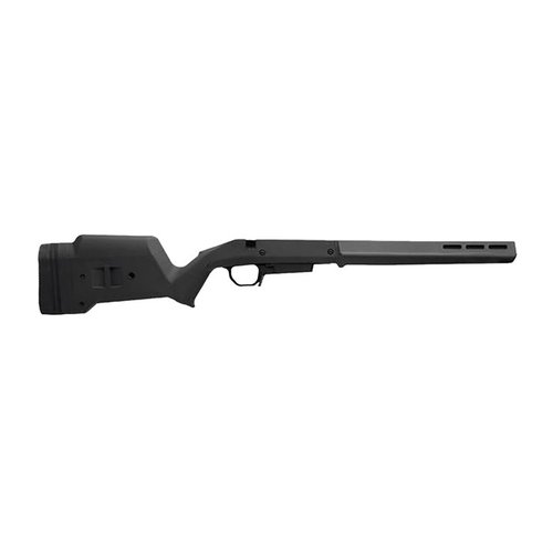 Das HUNTER AMERICAN STOCK mit STANAG Magazine Well bietet eine verstellbare Länge, verbesserte Ergonomie und M-LOK-Kompatibilität für dein Ruger American Gewehr.