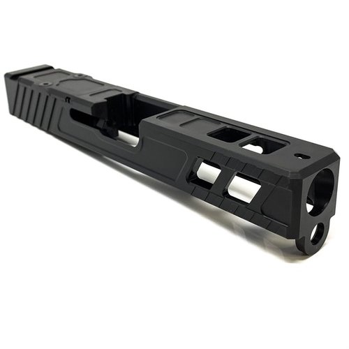 Der MARKSMAN V4 Slide für Glock G19 Gen 3 bietet langlebige Leistung, RMR-kompatibles Design, verbesserte Manipulation und ein hochwertiges QPQ Nitride-Finish.