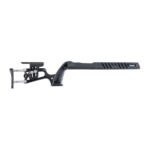 Das MCA-22 Chassis für Ruger 10/22 bietet eine perfekte Passform, verstellbare Schafthöhe und ist kompatibel mit Standard- und Bull-Läufen für vielseitiges Schießen.