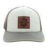 Stone-Snapback mit braunem Mesh, olivfarbenem Schirm und Lederpatch