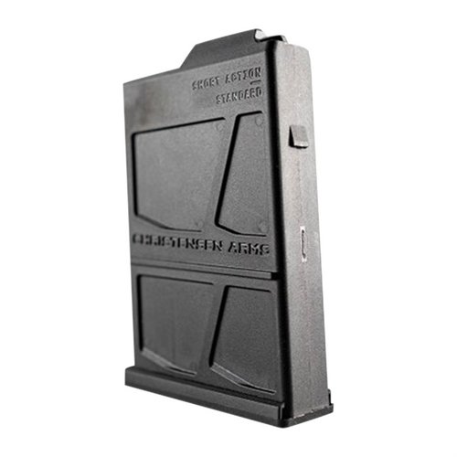 Die Christensen Arms AICS Short-Action Magazine bieten zuverlässige Leistung mit 5 oder 10 Schuss, abnehmbarer Bodenplatte und stylischem Design.