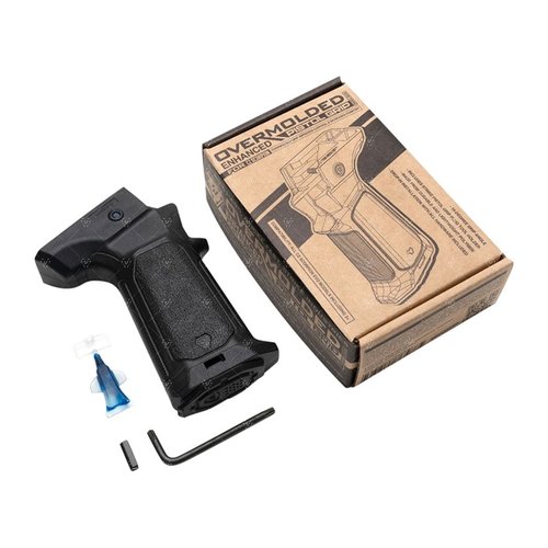 Der Strike Industries Overmolded Enhanced Pistol Grip für CZ Scorpion bietet einen gummierten Griff, 15-Grad Winkel und verbesserten Komfort für optimale Kontrolle.