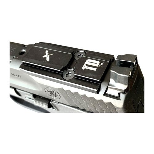 Die OPTICS INTERFACE PLATE für S&W M&P 2.0 bietet präzise Passgenauigkeit, stabile Montage und ist aus robustem 4140 Stahl mit schwarzer Nitrierbeschichtung.