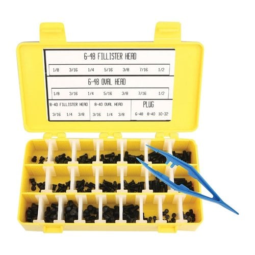 Das Gun Screw Assortment bietet dir zwölf Schrauben von jeder der 23 beliebtesten Größen, wärmebehandelt und blau. Spare Geld und sei bestens ausgestattet!