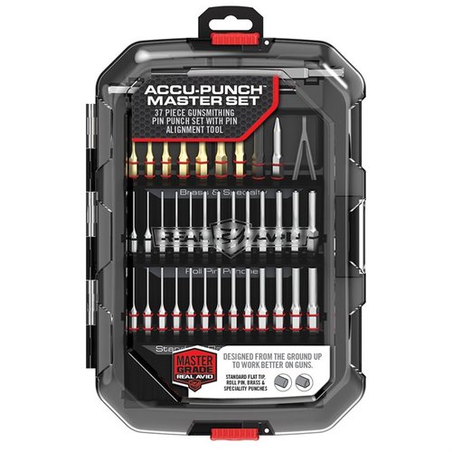 Das ACCU-PUNCH MASTER SET von REAL AVID bietet präzise, korrosionsbeständige Punches aus gehärtetem Stahl, inklusive einem praktischen Pin Alignment Tool für einfaches Arbeiten.