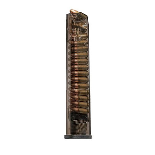 Die HECKLER & KOCH VP9 Magazine bieten extreme Schlagfestigkeit, sind chemikalienbeständig und haben eine transparente Bauweise zur Munitionskontrolle.
