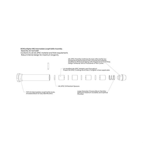 Der BCMGINFIGHTER® MK2 MOD 1 Buffer reduziert den Rückstoß, verbessert die Zuverlässigkeit und sorgt für eine konsistentere Schussgeschwindigkeit auf AR15-Plattformen.