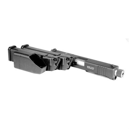 Mit dem Conversion Kit für Glock 17/22 Gen 3 kannst du deine 9mm/.40 S&W auf 22lr umstellen, ideal für kostengünstiges Training und Spaß mit 15-RD Magazinen.