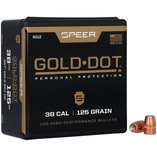 Die Gold Dot 38 Cal (.357") 125gr JHP bieten dir zuverlässige Leistung, präzise Genauigkeit und optimale Expansion für sofortige Bedrohungsneutralisierung.