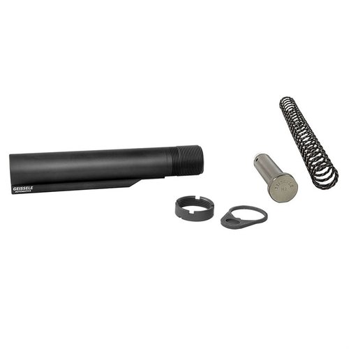 Der Geissele Premium Mil-Spec Buffer Tube aus 7075-T6 Aluminium bietet 6 Positionen, während die Super 42 Feder die Zuverlässigkeit und Rückstoßdämpfung verbessert.