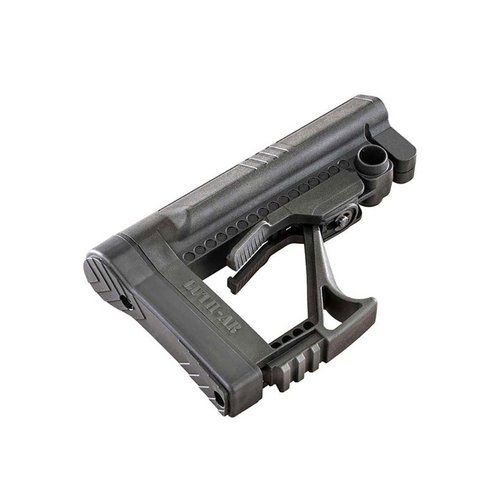 Die Luth-AR MBA-5 ist eine leichte, verstellbare Carbine-Schaftkonstruktion mit einem breiten Wangenauflage, Picatinny-Schiene und Anti-Ratter-Schraube.