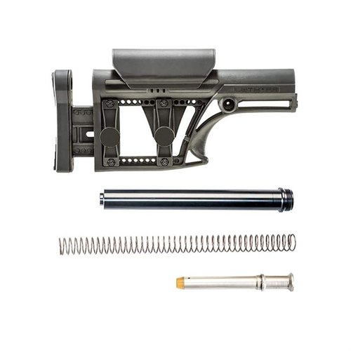 Das MBA-1 Buttstock-Set bietet eine anpassbare Länge, verstellbare Wangenhöhe und ist leicht. Ideal für dein .308/7.62 AR mit vielen Sling-Befestigungspunkten.