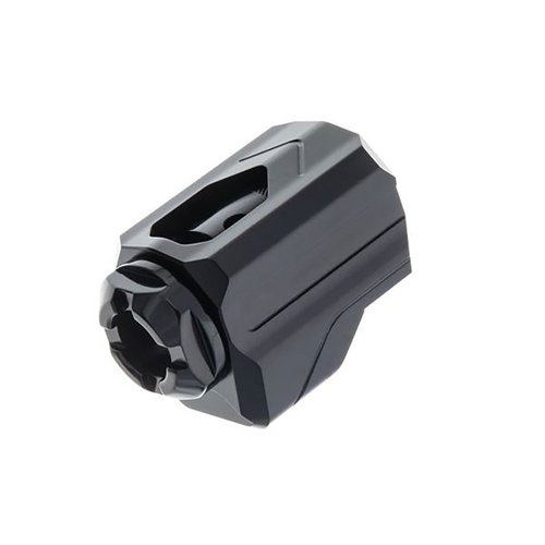 Der Tyrant Uni-Comp ist ein universeller 9mm Kompensator, der Rückstoß und Mündungserhebung reduziert, einfach zu installieren und passt auf ½-28 Gewinde.