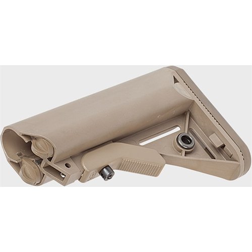 Der LMT SOPMOD Buttstock bietet einen rutschfesten Gummipolster, verbesserten Wangenauflage, wasserdichte Fächer und QD Swivel für höchste Funktionalität.