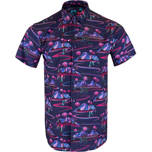 Das RETRO RIFLE Kurzarmhemd ist leicht und atmungsaktiv, aus 97% Polyester und 3% Spandex, perfekt für entspannte Tage oder beim Schießen.
