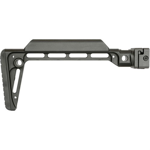 Der MINIMALISTIC SIDE FOLDING STOCK bietet eine robuste Konstruktion aus 4140 Stahl, eine flexible Faltmechanik und 5 QD Sling-Anschlüsse für maximale Vielseitigkeit.