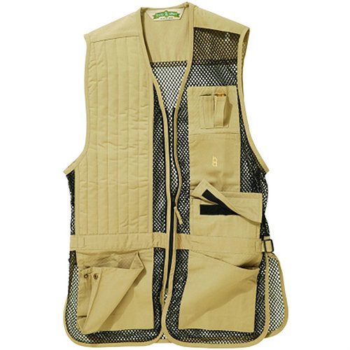 Der BOB ALLEN FULL MESH SHOOTING VEST bietet leichtes, atmungsaktives Mesh, verstellbare Taille, Taschen für Choke Tubes und zusätzliche Platz für Schrotpatronen.