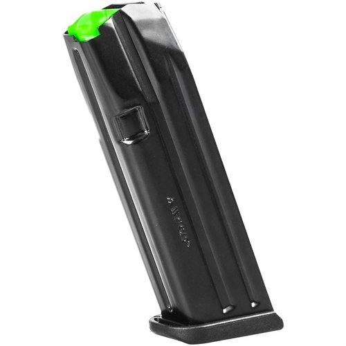 Das 9MM LUGER Magazin für Glock® 17 bietet eine Kapazität von 18 Schuss, ist aus hochwertigem Material gefertigt und hat einen gut sichtbaren grünen Follower.