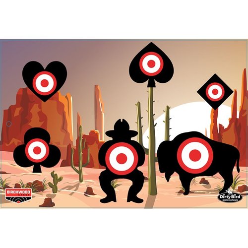 Die DIRTY BIRD ACES HIGH 12 x 18" Targets bieten dir hervorragende Sichtbarkeit deiner Schüsse, intensiven Splatter für besseren Kontrast und sind ideal für alle Pistolenschützen.