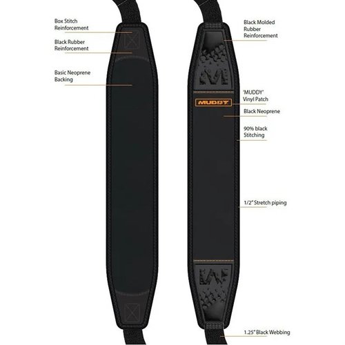 Der MUDDY PATHFINDER SLING bietet maximalen Komfort durch flexibles Neopren, rutschfeste Unterseite und einen integrierten QD-Mount für schnelle Befestigung.