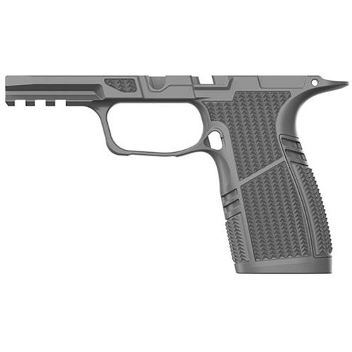 Das TYRANT CNC Grip-Modul für die SIG Sauer P365 X-Macro bietet ergonomische Verbesserungen, eine 1913 Picatinny Rail und eine fließende 17-Schuss-Magazin-Kompatibilität.