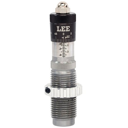 Die LEE PRECISION Mikrometersitzdüse bietet präzise, stufenlose Einstellung, perfekte Bullet-Ausrichtung und ermöglicht gleichzeitiges Setzen und Crimpen.