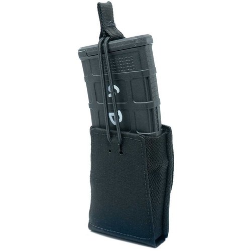 Der GBRS Group Single Rifle 5.56 NATO Magazine Pouch bietet MOLLE/BELT-Kompatibilität, abnehmbare Bungee-Retention und eine glatte Handhabung für AR-15 Magazine.