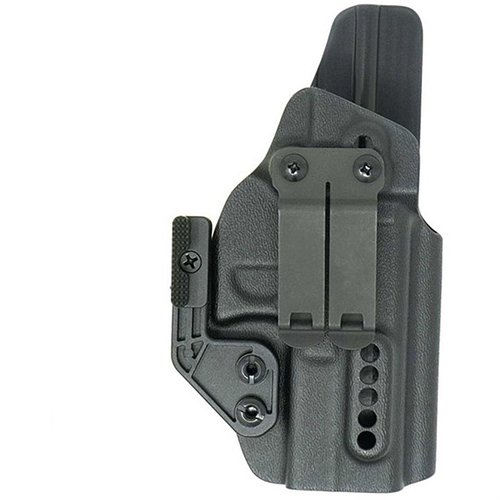 Das X PRIORITY 1 IWB Holster für Glock 9mm/.40 S&W bietet verstellbare Retention, einen diskreten Clip und Platz für Optiken – ideal für dein verdecktes Tragen.
