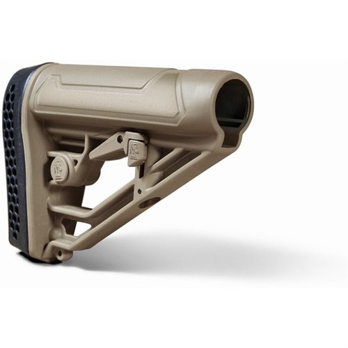 Das EX Performance Adjustable Mil-Spec Stock bietet eine einfache Anpassung der Länge, integrierte QD-Sling-Optionen und eine robuste, langlebige Konstruktion.
