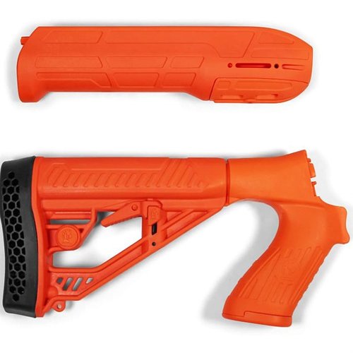 Das EX Performance Adjustable Stock & Forend für Mossberg 500/590/88 bietet eine anpassbare Länge, integrierte Sling-Befestigungen und eine robuste Polymerkonstruktion.